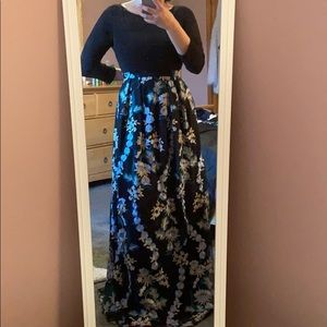 Adrianna Papell Blue floral gown